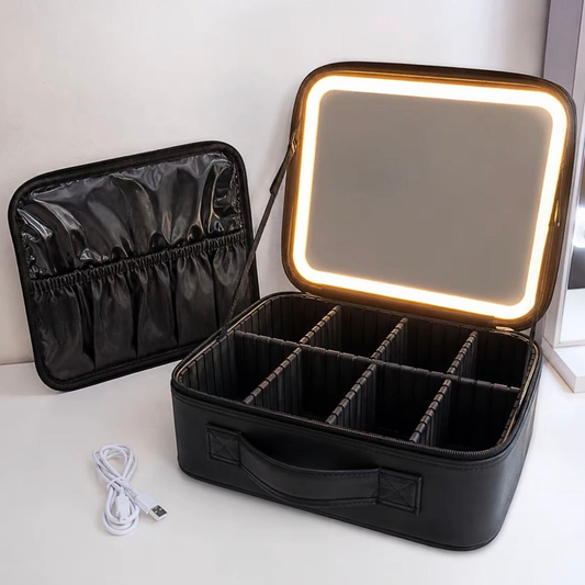 Maletín de Maquillaje Profesional con Espejo LED