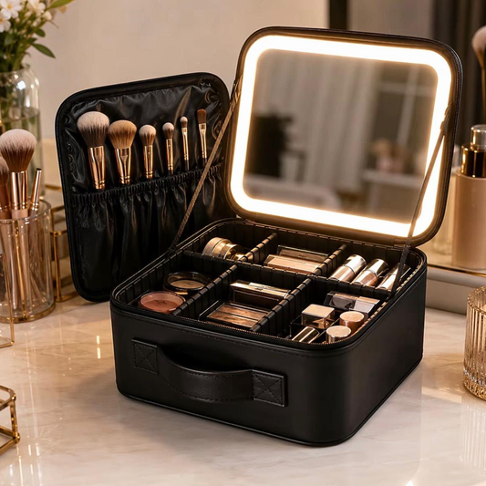 Maletín de Maquillaje Profesional con Espejo LED